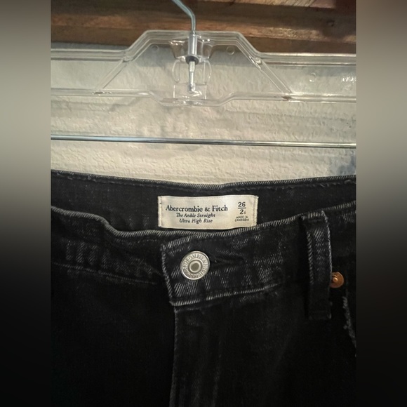 Abercrombie & Fitch Ultra High Rise Ankle Straight Jeans 26 Short black - Picture 8 of 11